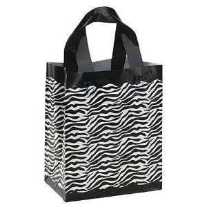  Medium Zebra Print Frosted Plastic Shopping Bags