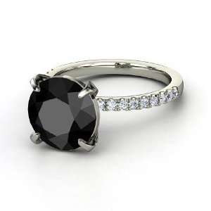  Candace Ring, Round Black Diamond Palladium Ring with 