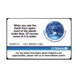 Collectible Phone Card 15m Citibank When you see the earth Globe 