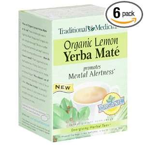 Traditional Medicinals Organic Lemon Yerba Mate, 16 Count Boxes (Pack 