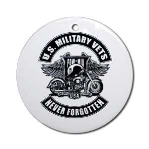   (Round) US Military Vets POWMIA Never Forgotten 