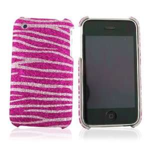  For iPhone 3Gs Glitter Hard Case Hot Baby Pink Zebra 