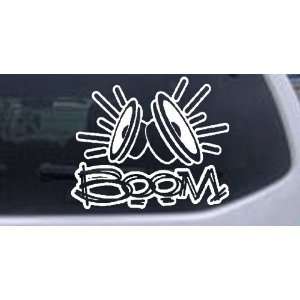 Boom Car Stereo Car Window Wall Laptop Decal Sticker    White 20in X 