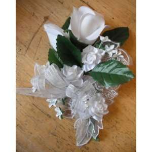  White Rose and Mini Roses Corsage