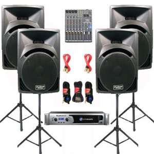   Way 12 Speakers, Mixer, Stands and Cables DJ Set New CROWNPP1210SET9