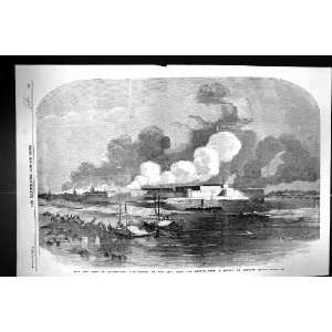  1857 City Fort Allahabad Scene Taking City Rebels Boats 