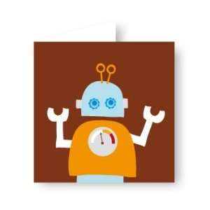    Blafre Funny Robot Brown Large Greeting Card