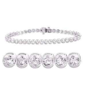  14K White Gold 4cttw Round Diamond Bracelet Jewelry