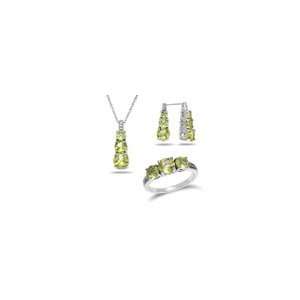 ZALES Peridot and Diamond Accent Three Piece Set in Sterling Silver 