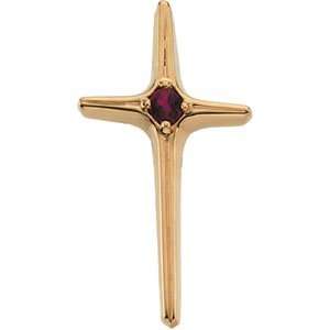    14K Yellow Gold 25.00X14.00 Mm Cross Pendant W/Ruby Jewelry