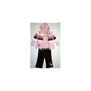 Young Heart Girls 3 Pcs. 4 6X Pink Flower Sweater Set Sweater, L/S 