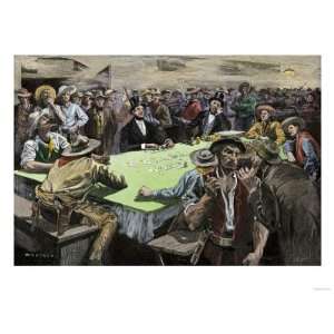 California Gold Rush Miners in a Gambling Saloon Playing Faro Premium 
