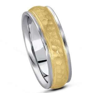 18 Karat Two Tone Gold Wedding Band Ring in 8.0 Millimeters with 