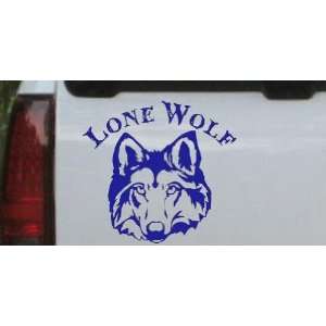 Lone Wolf Head Biker Car Window Wall Laptop Decal Sticker    Blue 16in 