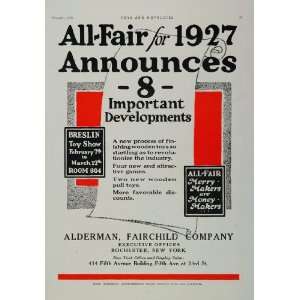  1926 Ad All Fair Alderman Fairchild Co. Wooden Toys 