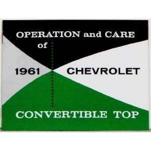 Chevy Convertible Top Manual, 1961