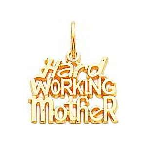  10K Yellow Gold Hardworking Mother Charm Jewelry
