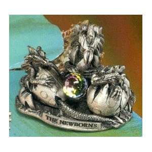    Silverplated & Antiqued Crystal New Borns Sculpture