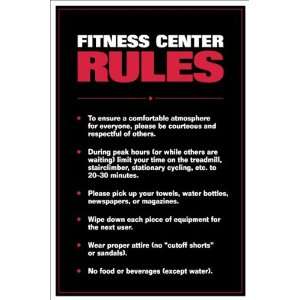  Fitness Center Rules   24 x 36 Laminated Poster Sports 
