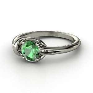  Hercules Knot Ring, Round Emerald Platinum Ring Jewelry