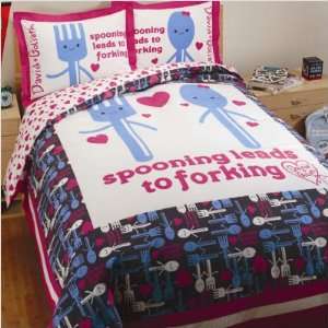 Bundle 63 Spooning Duvet Collection in White and Navy (2 Pieces 