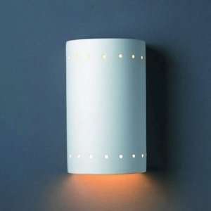   Design   Small Cylinder W/ Perfs Closed Top Outdoor Sconce   Ceramic