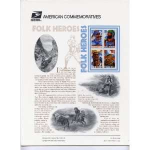  USPS American Commemorative Stamp Panel #492 Folk Heroes 