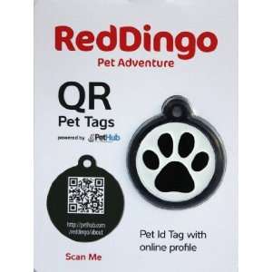  QR Pet Tag   Pawprint Black Size Large