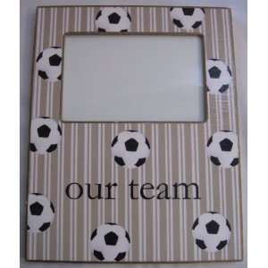   Our Team Soccer Ball 3.5 X 5.5 Wooden Picture Frame 