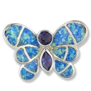  Synthetic Amethyst and Opal Sterling Silver butterfly 