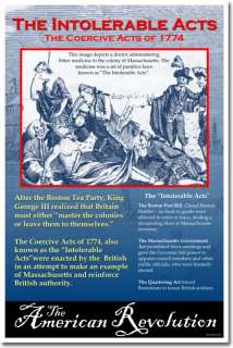 American Revolution Intolerable Acts US History POSTER  