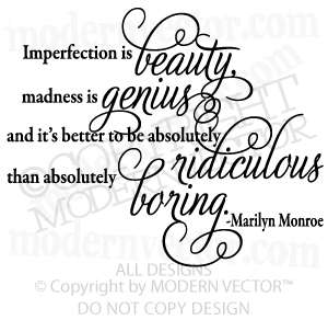 Marilyn Monroe Quote Vinyl Wall Quote Decal BEAUTY  