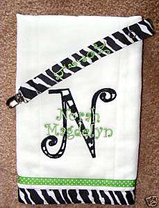 BURP CLOTH/PACIFIER HOLDER SET  MONOGRAMMED/EMBROIDERED  