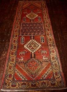 ANTIQUE CAUCASIAN AZERBAIJAN RUNNER, WITH LIONS DATED 1333, 1913. V 