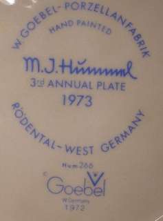 GOEBEL HUMMEL Annual Plate 1973 GLOBETROTTER with Box  