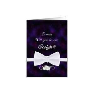  Cousin, Will You Our Acolyte Elegant White Bow Tie Card 