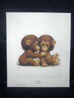 Ruth Morehead Chimps Cute Baby Monkey Open Edition Lithograph  
