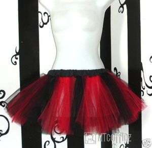 Red Black Striped Cyber Gothic Ballerina Tulle TuTu EMO  