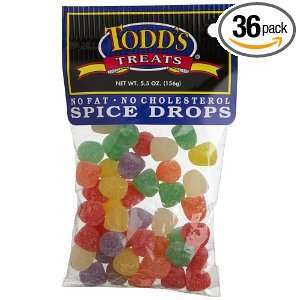 Todds Treats Spice Drops, 5.5 Ounce Bags (Pack of 36)  