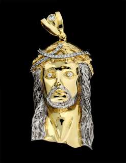 New Gold on .925 Sterling Silver Jesus Face Piece  