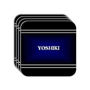 Personal Name Gift   YOSHIKI Set of 4 Mini Mousepad Coasters (black 