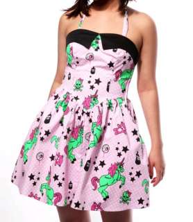 Hell Bunny I Heart Zombie Unicorns Pink Dress Size XS  
