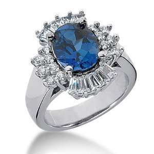  4.25 Ct Diamond Sapphire Ring Engagement Oval cut 14k 