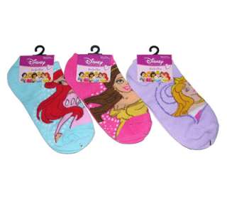 PAIR Disney Princess Kids Girls Ankle Socks 6 8 NEW  