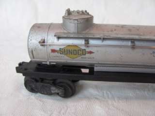Lionel O/027 Gauge Postwar Sunoco Two Dome Tank Car # 6465 Silver 