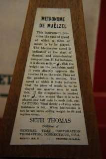 Seth Thomas # 1103 Walnut Mechanical Metronome & Original Box  