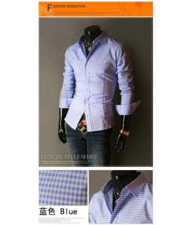 Mens Casual Slim Luxury Stylish Dress Shirt 4size 6Color FF0781,Fit 