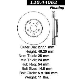  Centric Parts 120.44062 Premium Brake Rotor with E Coating 