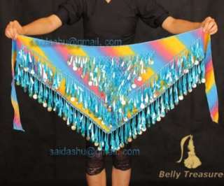 BT】newest belly dance hip scarf triangle shawl sequence belt wrap 
