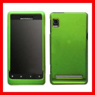 GREEN RUBBER HARD CRYSTAL CASE COVER MOTOROLA DROID 2  